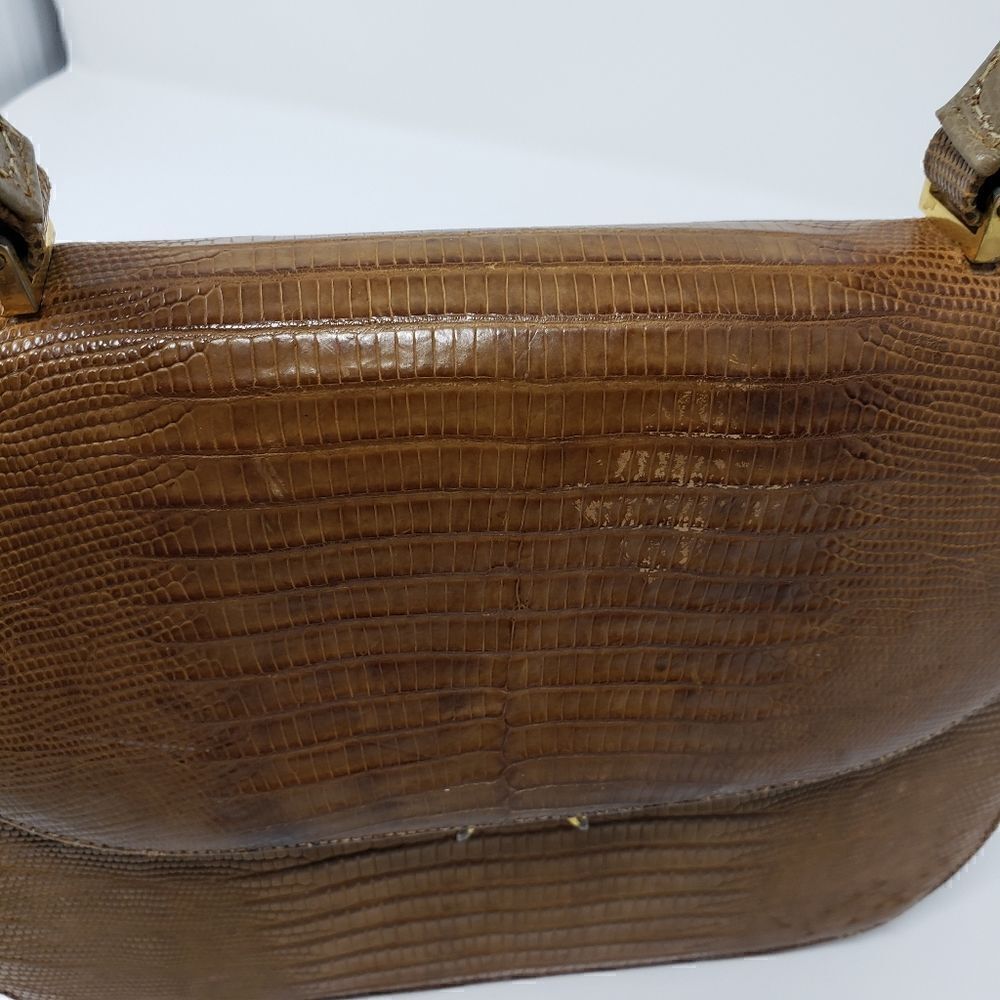 Vintage Bellestone Camel Reptile Handbag - Picture 11 of 13